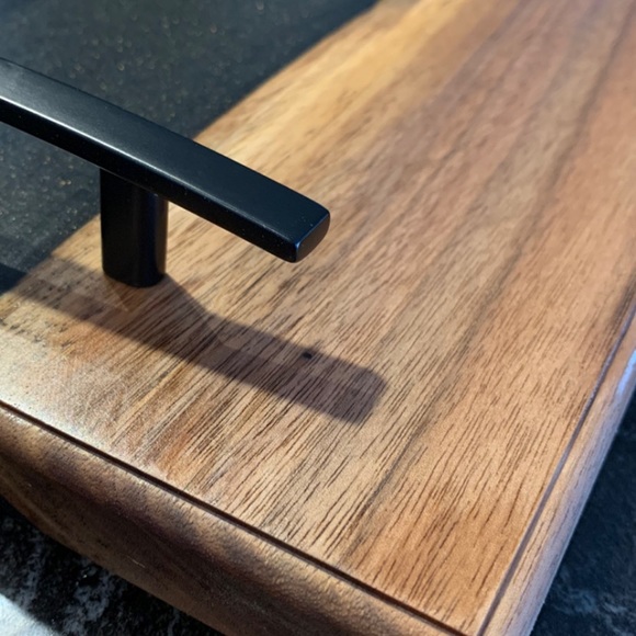 Charcuterie tray- Black walnut, epoxy river with mat black chrome handles. - Picture 3 of 5